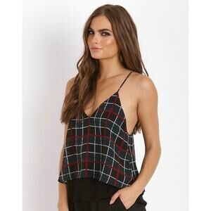 Lovers + Friends Poppy Cami Plaid Top Green Black Red Size S Small